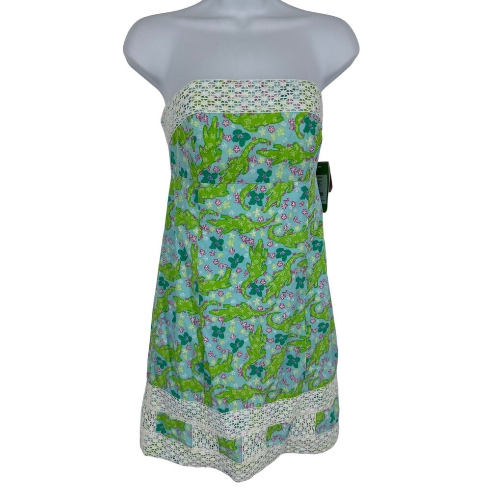 Lilly Pulitzer Women’s Bowen Alligator Gator Alberta Lace Dress Strapless Size 0